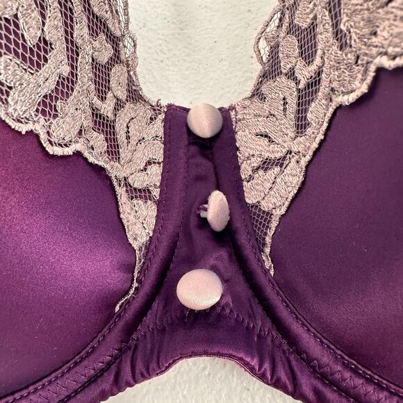 Adore Me Purple & White Satin Lace Padded Push-Up Bra Size 34F - Picture 2 of 8